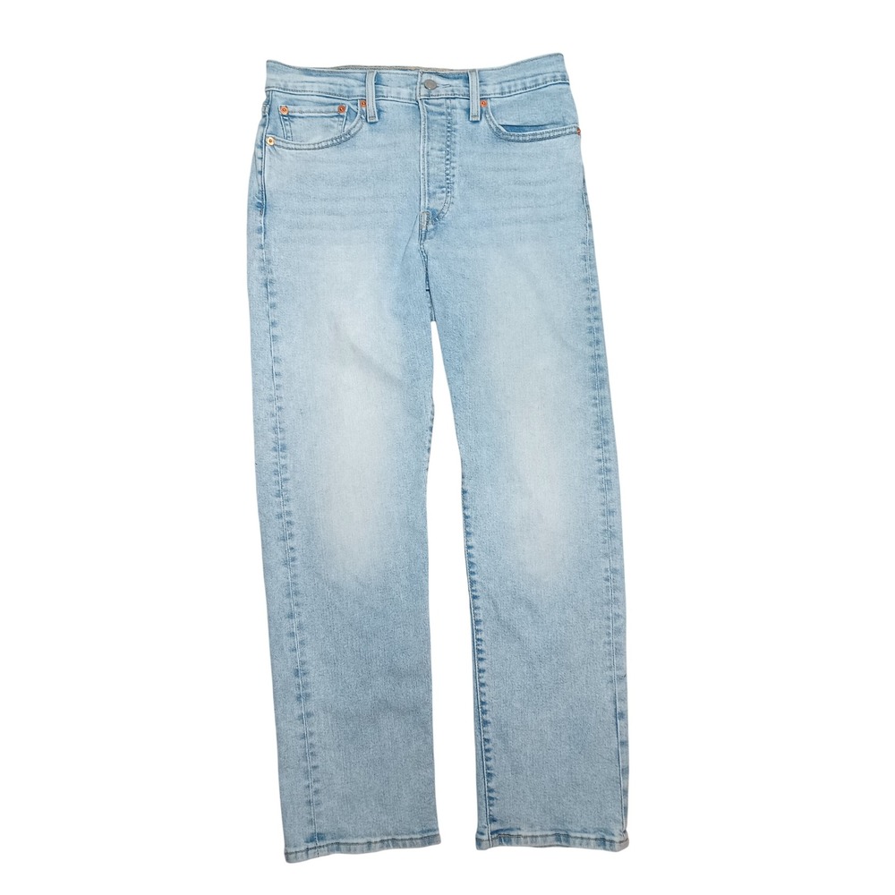 Levis Wedgie Straight Jeans Light Wash Blue Button Fly Size 30 Capsule Wardrobe